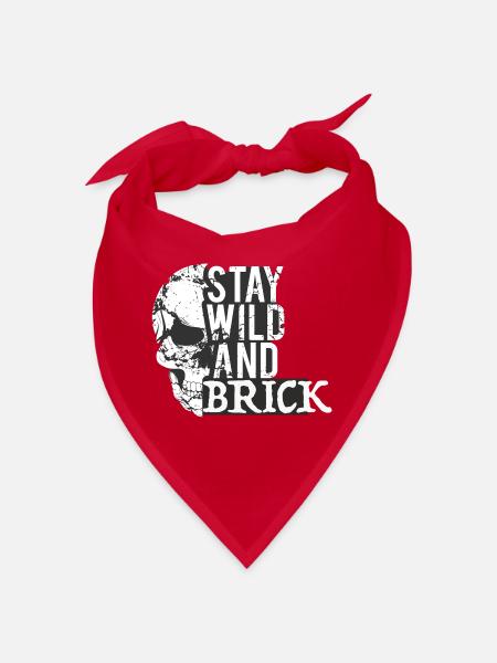 Stay Wild Skull Brick Design - Bandana - Rot - Vorne