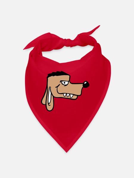 Chien Visage Méchant Dangereux Dents Monstre - Bandana - rouge - Devant