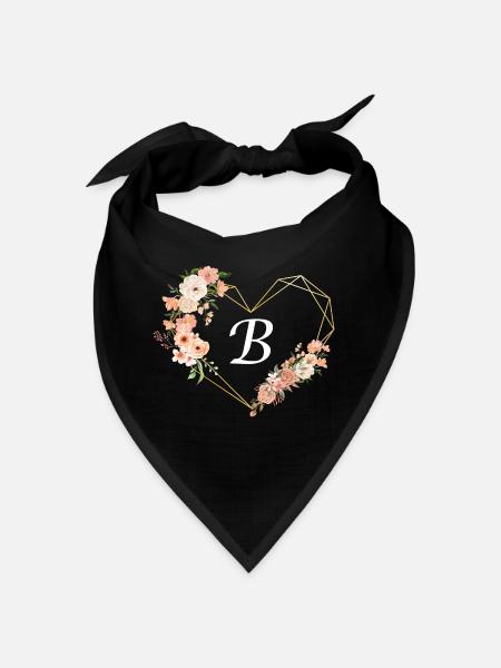 Buchstabe b florales goldenes Herz - Bandana - Rot - Vorne