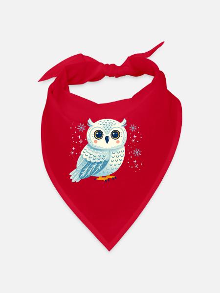 Hibou des hivers dans les flocons de neige - Bandana - rouge