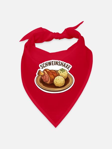 Schweinshaxe Plate Sticker Optik  - Bandana - Rot - Vorne
