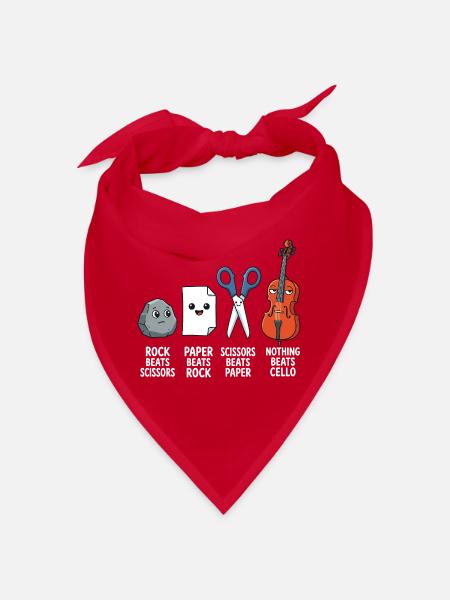 Nichts schlägt Cello – Schere, Stein, Papier, Cellist, - Bandana - Rot - Vorne