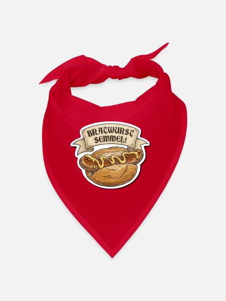 Bratwurst Semmel Emblem - Bandana - Rot - Vorne