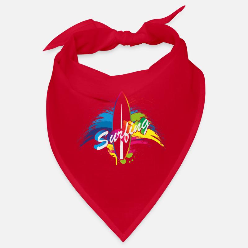 Surfing rainbow surfboard splash typography Bandana