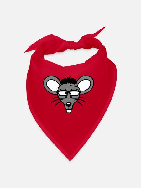 Maus Nerd Geek Hornbrille Schlau Intelligent Freak - Bandana - Rot - Vorne