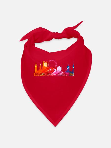 Munich, München Skyline, Bayern, Deutschland - Bandana - Rot - Vorne