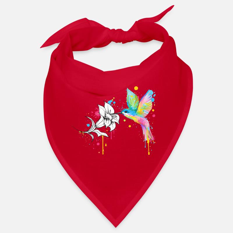 Bunter Kolibri mit Blüte – Graffiti Stil Bandana