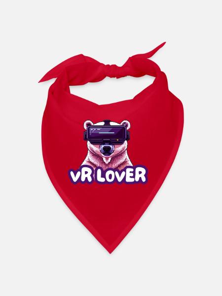 VR Bär mit Virtual Reality Brille - Bandana - Rot - Vorne