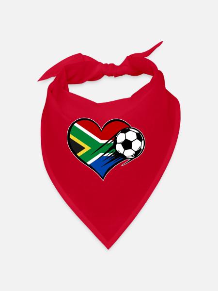 Südafrika Flagge Fußball mit Herz - Bandana - Rot - Vorne