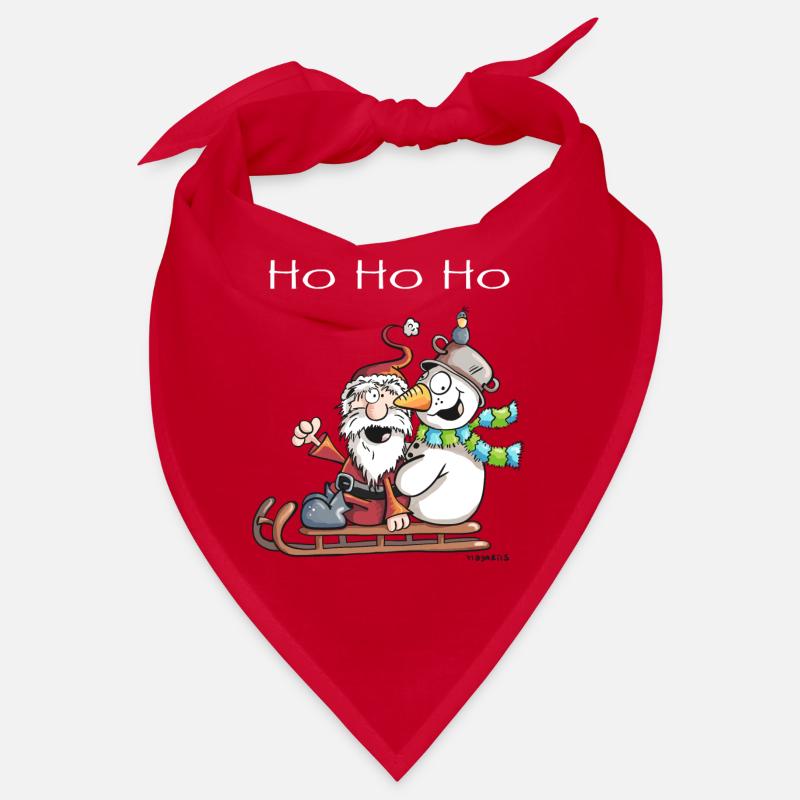 Weihnachtsmann und Schneemann - Comic - Bandana - Rot