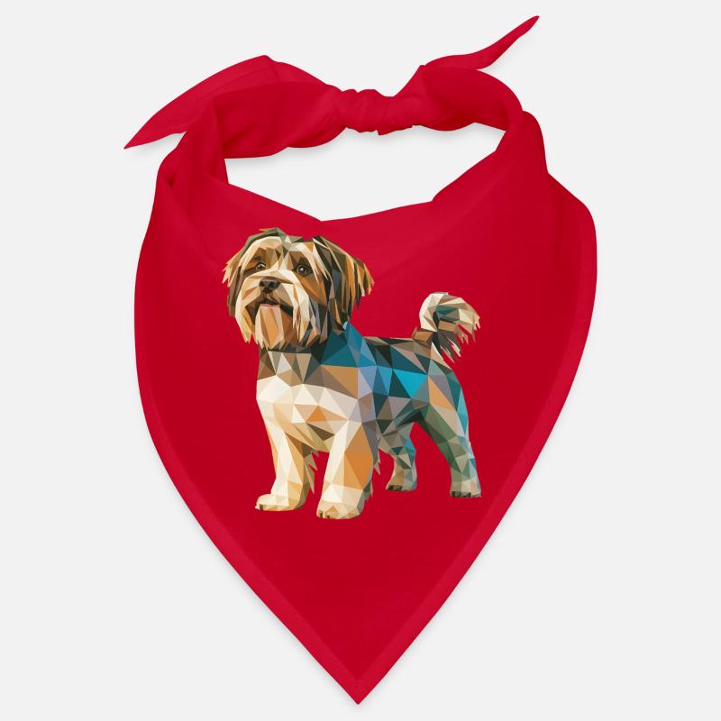 Shih Tzu - Cool Low Poly Logo - Bandana - red