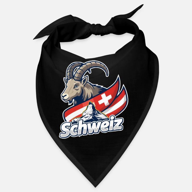 Alpine Ibex with Swiss flag Bandana