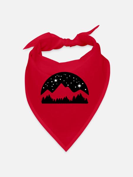 Mountains, Forest and Starry Night Sky - Bandana - red - Front