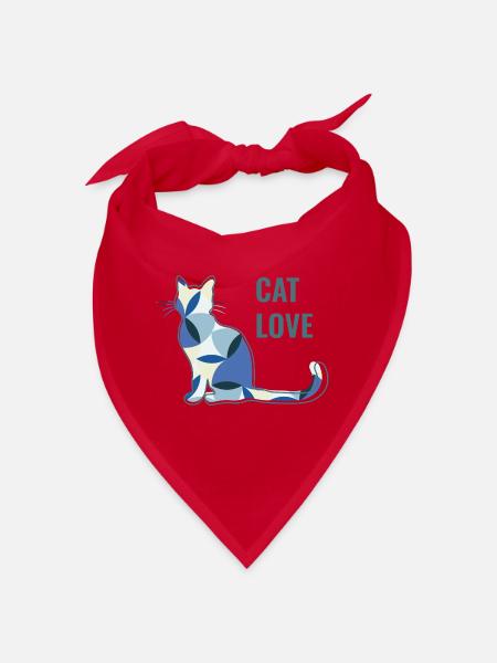 Katzenliebe - Cat Love - Bandana - Rot - Vorne