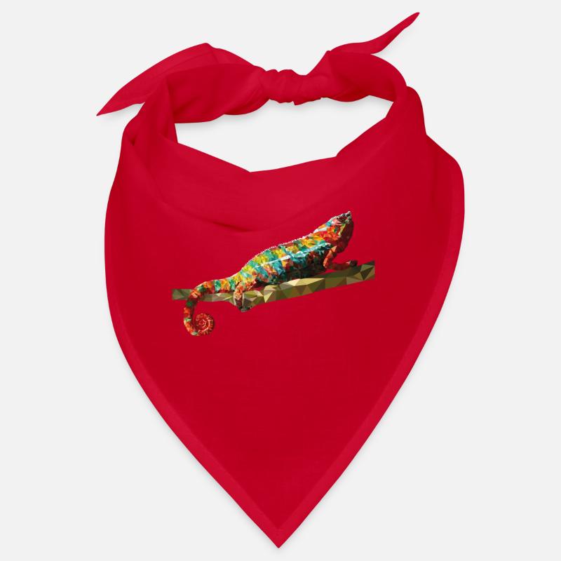 Chameleon Polygon Design Reptile Gift Idea - Bandana - red