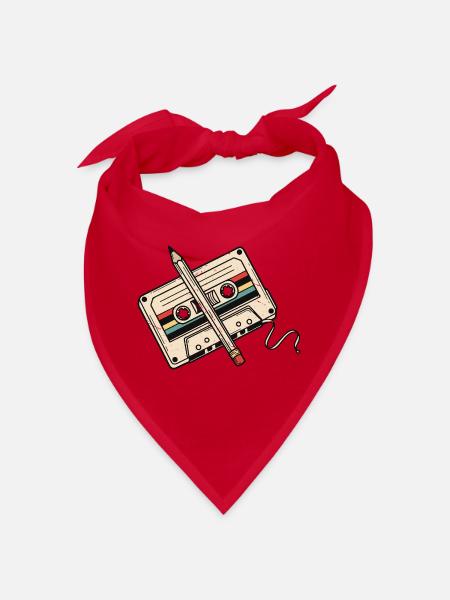 Vintage-Retro-Bleistift und farbiges Bandkassette - Bandana - Rot - Vorne