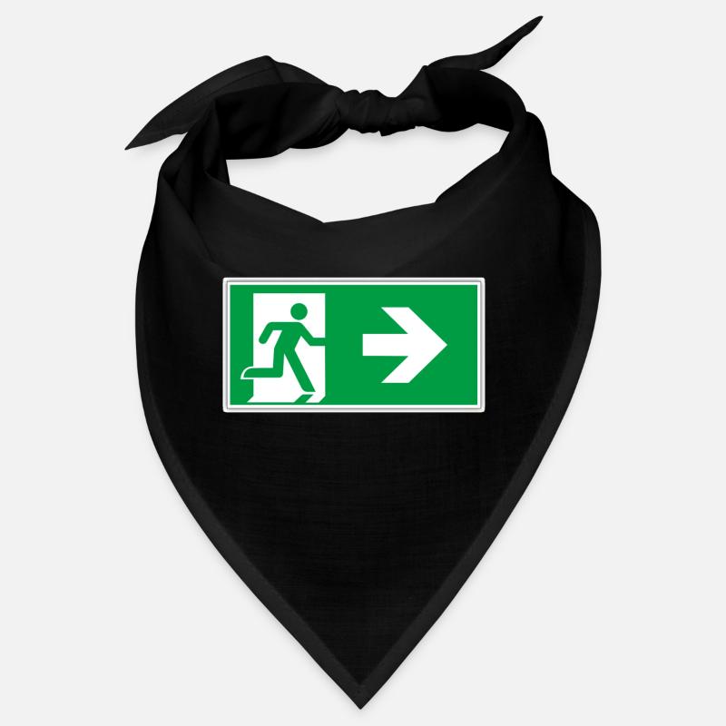 escape route sticker sign emergency exit right go Bandana