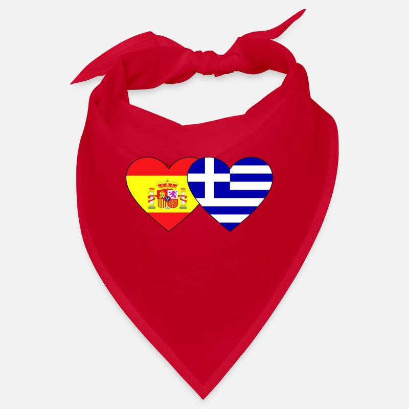 Spain Greece Flag Heart Bandana