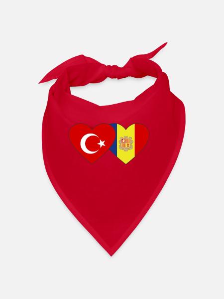 Turkey Andorra Flag Heart - Bandana - red - Front