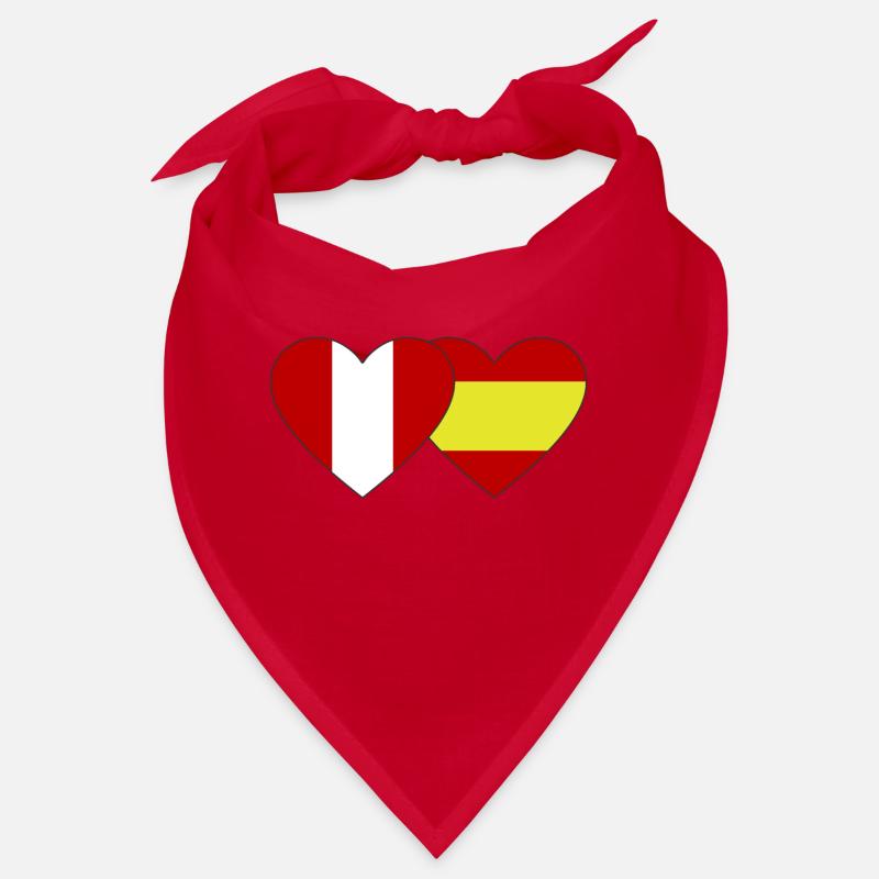 Pérou Espagne Drapeau Coeur Bandana