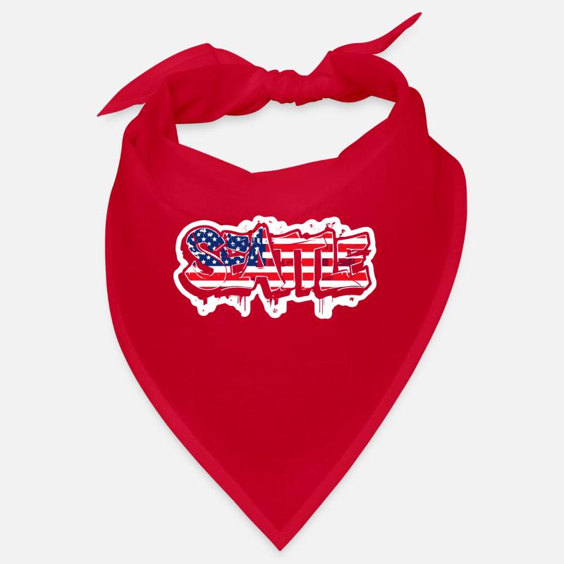 Design de Seattle dans le style graffiti avec drapeau américain Bandana