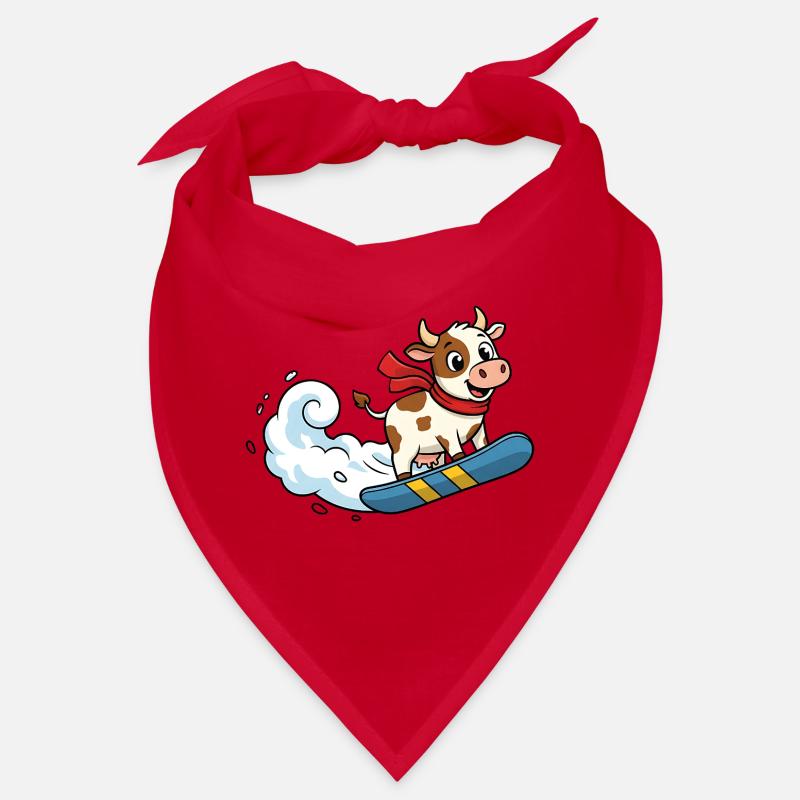 Dessin animé Vache à snowboard Vache drôle d’hiver Bandana