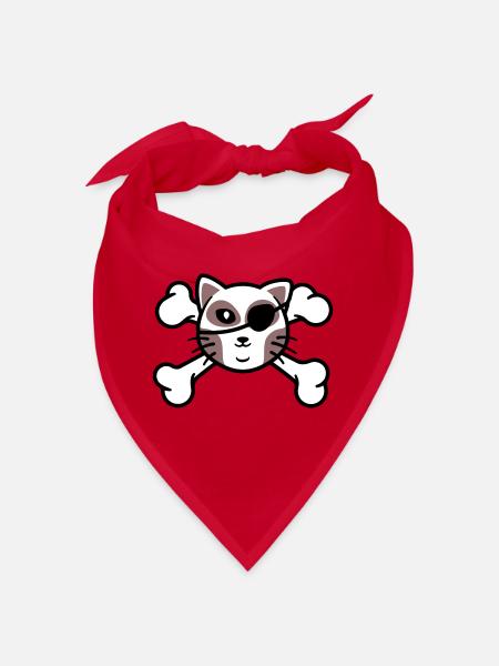 Patch de Crâne de chaton pirate - Bandana - rouge - Devant