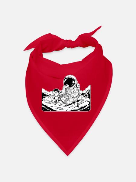 Astronauten-Picknick-Donut-Hund - Bandana - Rot - Vorne
