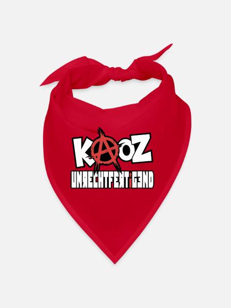 Anarchie-Symbol-artig über kantigem Schriftzug - Bandana - Rot - Vorne