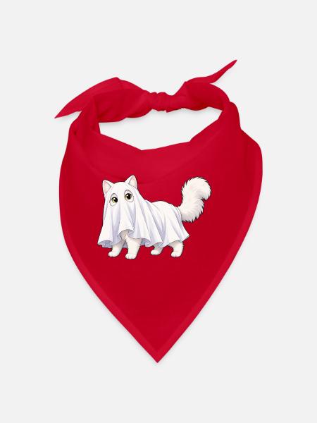 Katze versteckt sich unter einem Geisterlaken - Bandana - Rot - Vorne