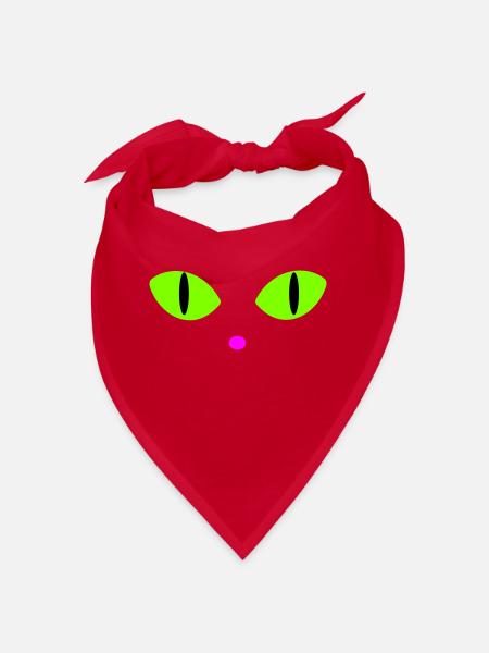 Yeux de chat verts - Bandana - rouge - Devant