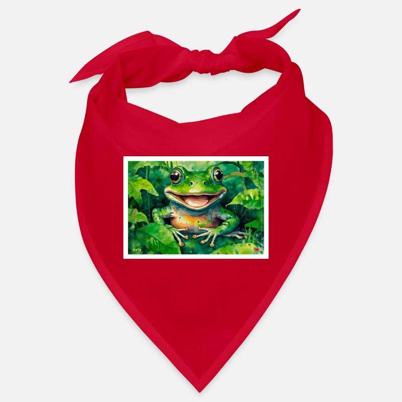 Grenouille joyeuse dans la forêt feuillue - Bandana - rouge