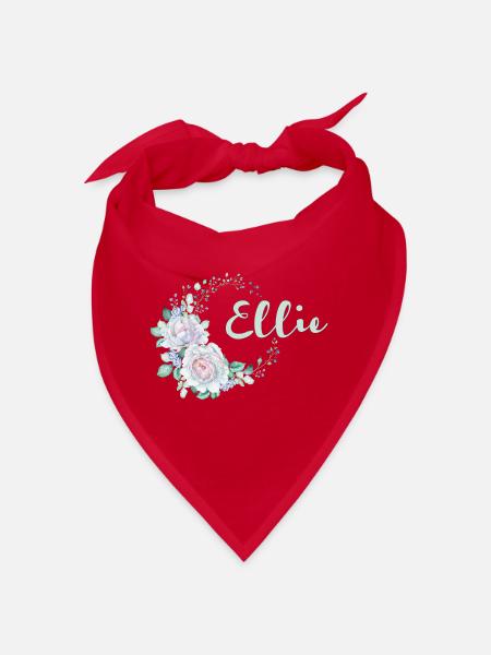 Ellie Blütenkranz Name - Bandana - Rot - Vorne