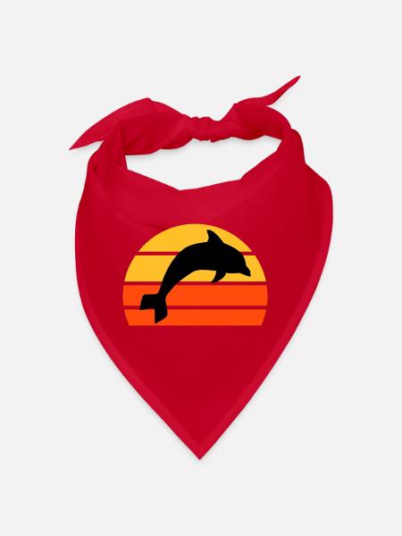 Jumping dolphin in front of a divided half sun - Bandana - red - Front