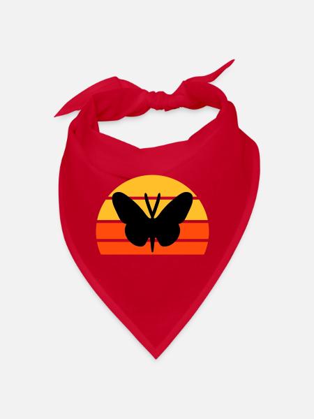 Schmetterling vor einer Halbsonne - Bandana - Rot - Vorne