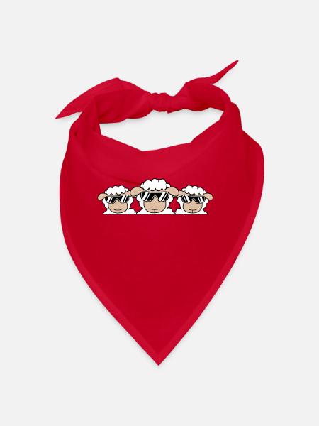 3 DJ Schafe Hinter Zaun Mauer Sonnenbrille Freunde - Bandana - Rot - Vorne