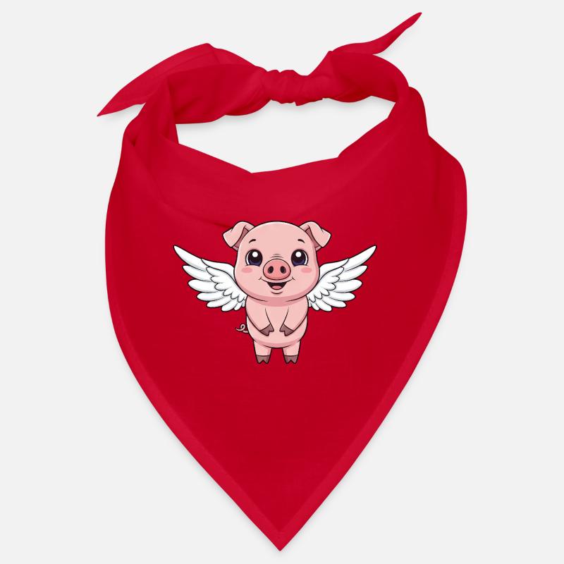 Mignon cochon dessin animé ange avec des ailes Ferme Bandana