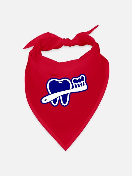 Zahn mit Zahnbürste Symbol Blau - Bandana - Rot - Vorne