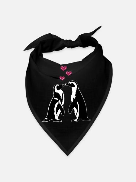 Verliebte Pinguine - Bandana - Schwarz - Vorne