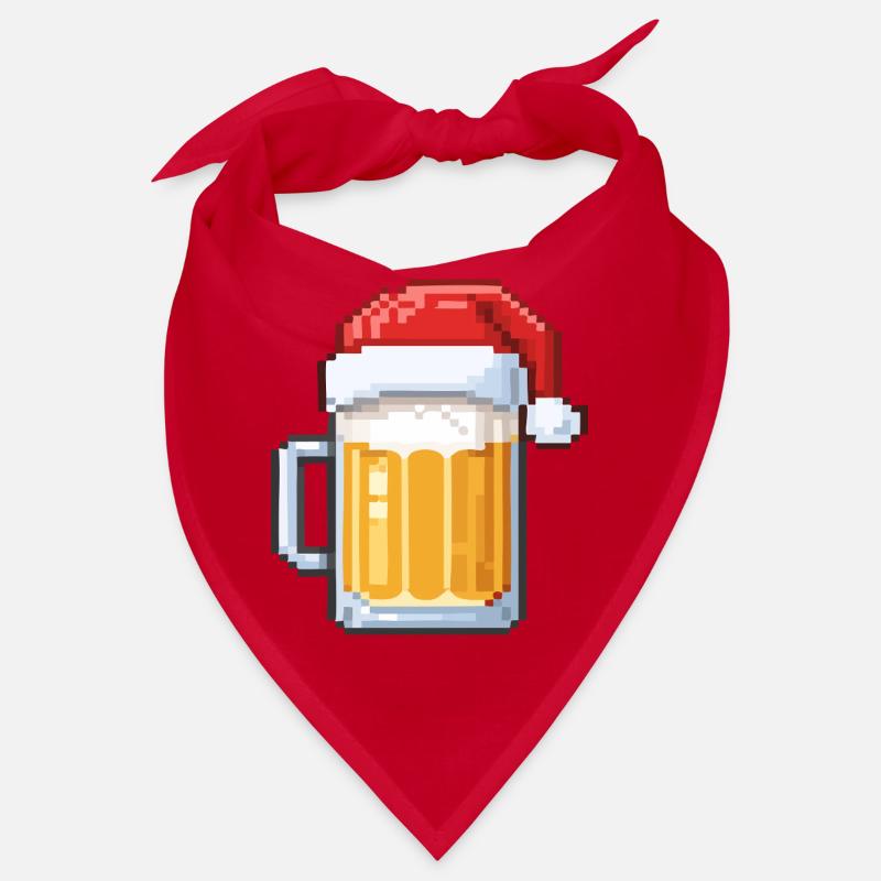 Pixel Bier mit Weihnachtsmütze – Weihnachtsdesign Bandana