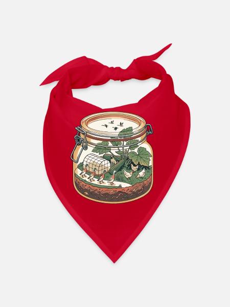 Hühner im Glasgarten / Einmachglas - Bandana - Rot - Vorne