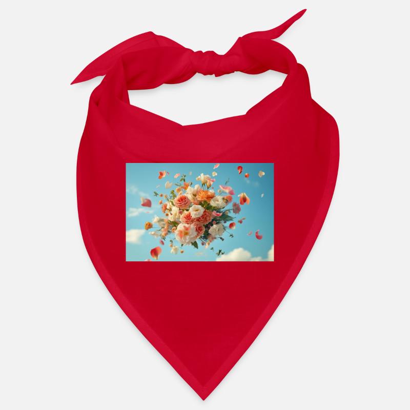Panier de fleurs flottant dans le ciel nuageux Bandana