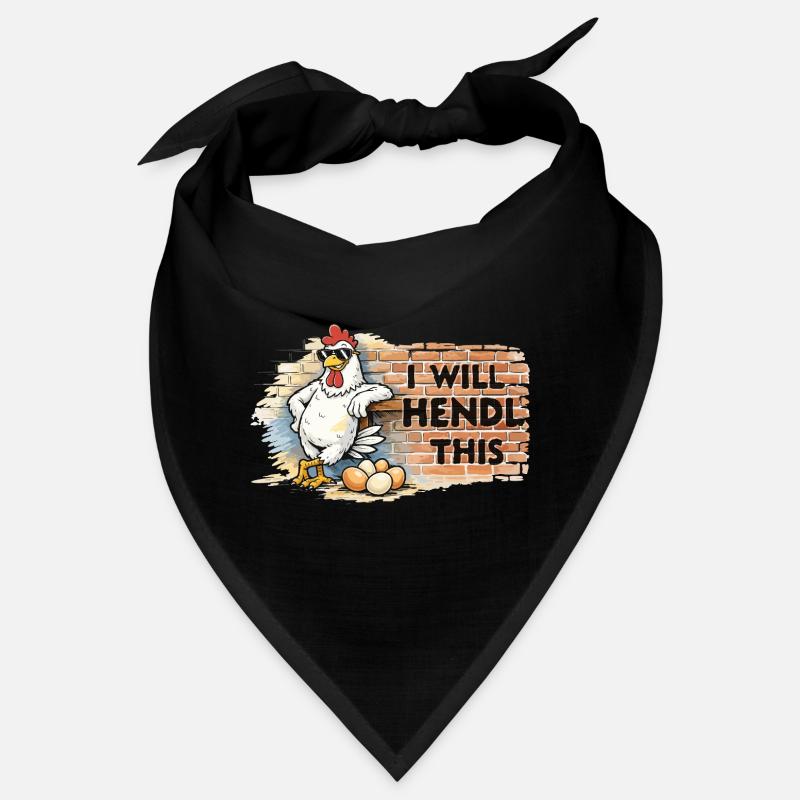 Graffiti-Huhn mit Spruch I WILL HENDL THIS Bandana