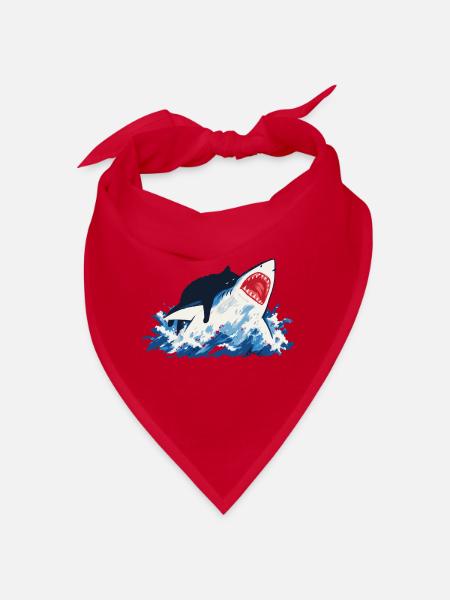 Katzenhai-Ozean-Humor - Bandana - Rot - Vorne