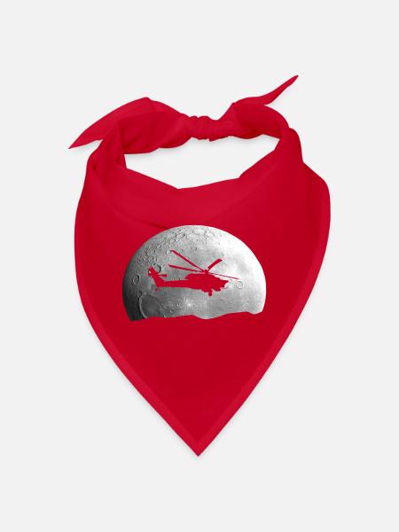 Hubschrauber Mond Geschenkidee - Bandana - Rot - Vorne