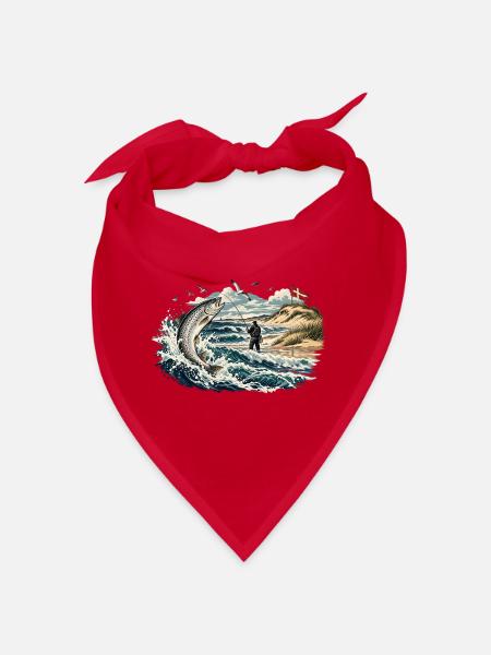 Nordseehecht Sprung am Küstenstrand - Bandana - Rot - Vorne