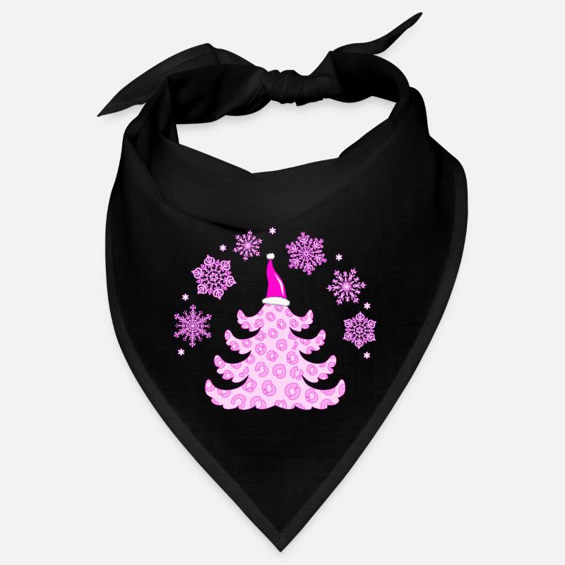 Fir tree in leopard print with Santa hat Bandana