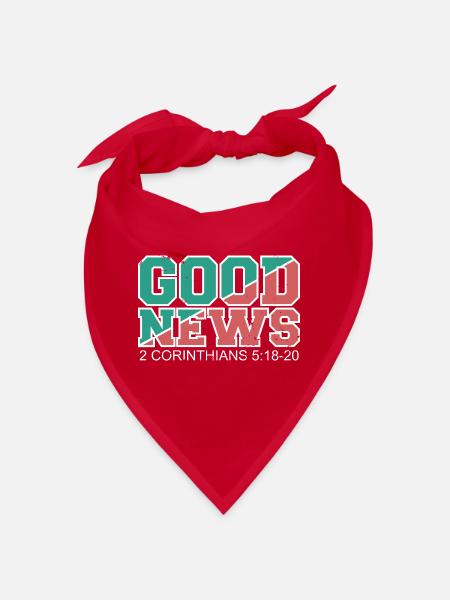 GOOD NEWS Bibelvers Spruch Evangelium - Bandana - Rot - Vorne
