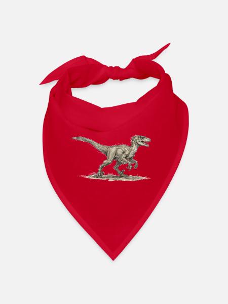 Velociraptor Motiv Dinosaurier Design Dino Urzeit - Bandana - Rot - Vorne