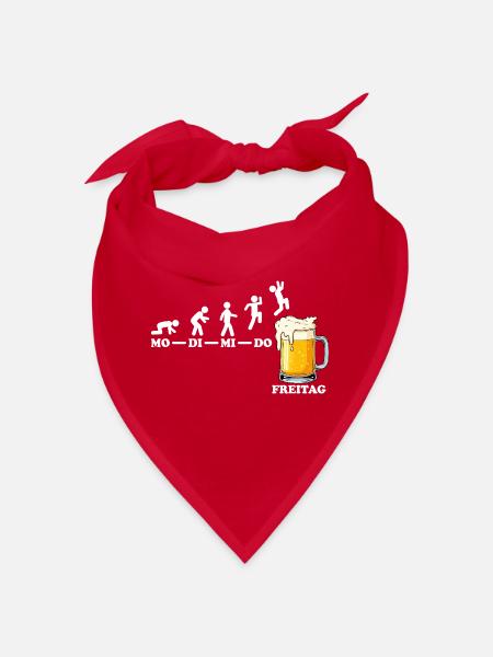 Freitag Bier Wochenende Feierabend Lustiger Spruch - Bandana - Rot - Vorne